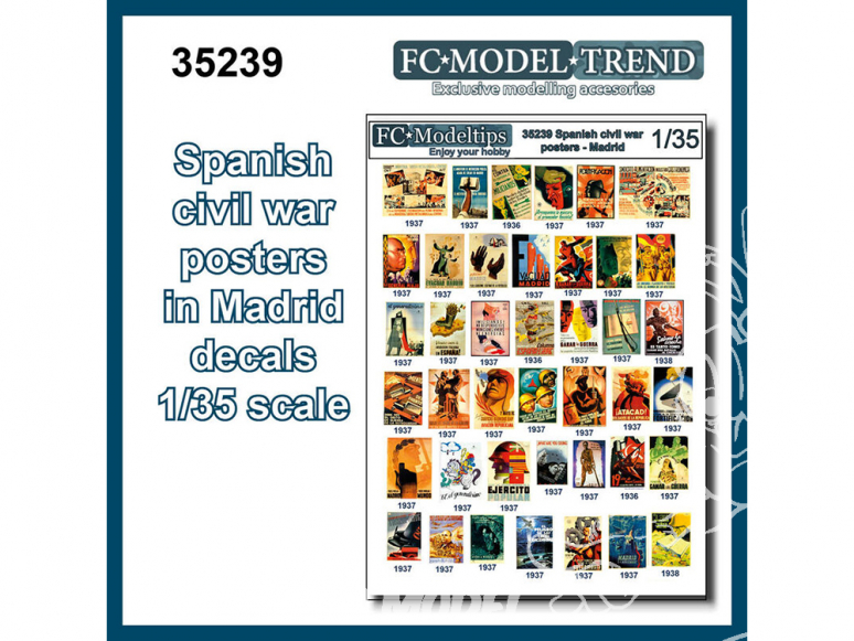 FC MODEL TREND accessoire diorama 35239 Affiches Madrid - Guerre civile Espagnole 1/35