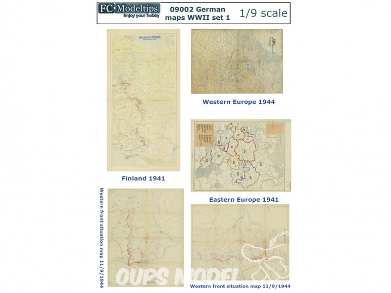 FC MODEL TREND accessoire papier 09002 Cartes Allemandes Set 1 WWII 1/9