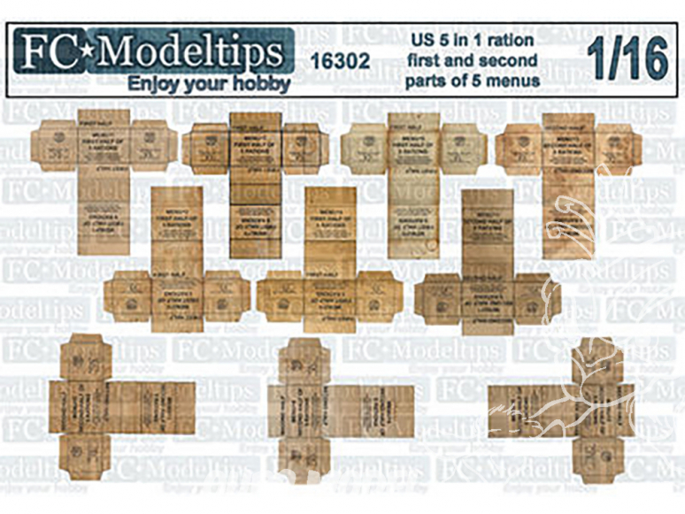 FC MODEL TREND accessoire papier 16302 Caisses ration 5 en 1 US Army WWII 1/16