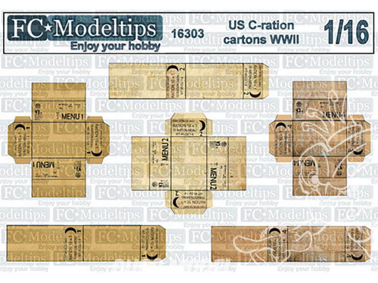 FC MODEL TREND accessoire papier 16303 Cartons ration C US WWII 1/16