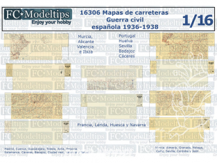 FC MODEL TREND accessoire papier 16306 Cartes routieres Guerre d'Espegne 1936 - 1938 1/16