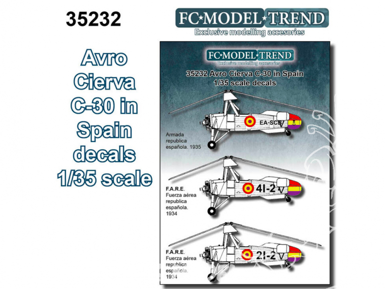 FC MODEL TREND décalcomanies 35232 Avro Cierva C-30 en Espagne 1/35