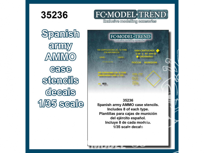FC MODEL TREND décalcomanies 35236 Marquages - Stencils Armée Espagnole AMMO case 1/35