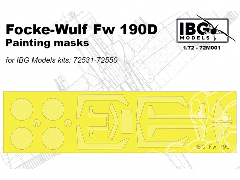 IBG maquette avion 72M001 MASQUES DE PEINTURE Fw 190D pour kit IBG 1/72