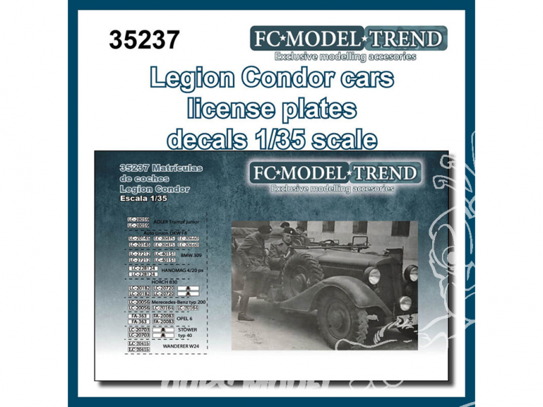 FC MODEL TREND décalcomanies 35237 Plaques d'immatriculation voitures Legion Condor 1/35