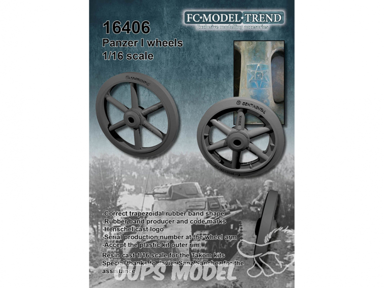 FC MODEL TREND accessoire résine 16406 Roues Panzer I Ausf.A Takom / Ammo 1/16