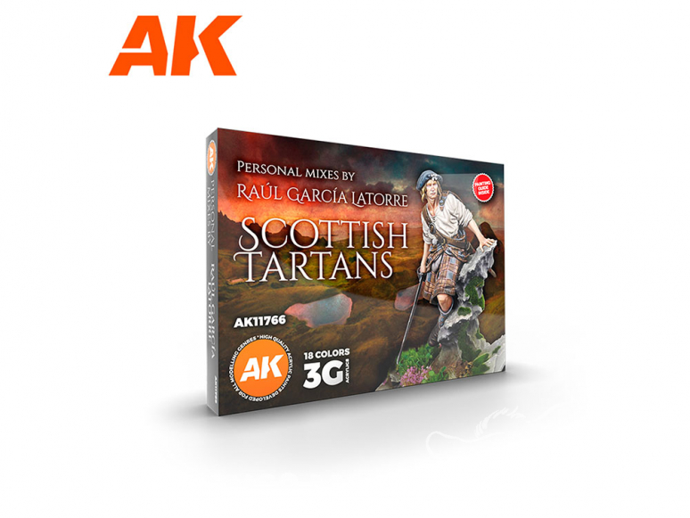 Ak interactive peinture acrylique 3G Set AK11766 COFFRET SIGNATURE ENSEMBLE DE PEINTURE TARTANS ÉCOSSAIS