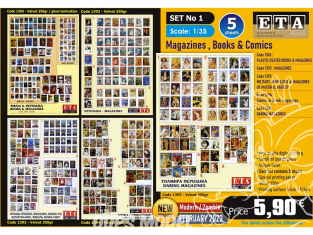 ETA diorama Set1 Magazine et livre 5 planches différentes 1/35