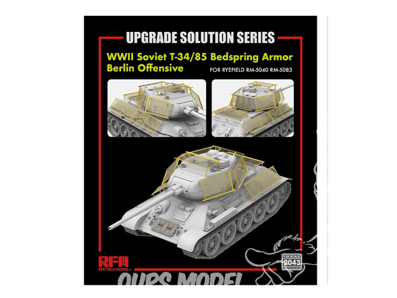 Rye Field Model maquette militaire 2043 Set amélioration Bedspring Armor Berlin Offensive T-34/85 Soviétique WWII 1/35