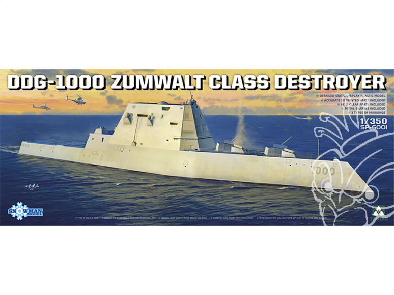 Snowman model maquette bateau SP-6001 DDG-1000 Destroyer classe Zumwalt 1/350