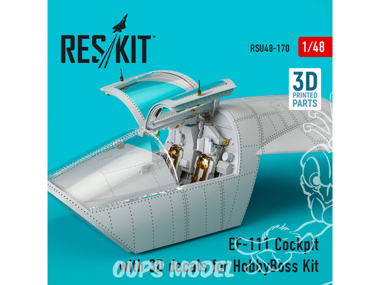 ResKit kit d'amelioration Avion RSU48-0170 Cockpit EF-111 avec décalcomanies 3D pour kit HobbyBoss 1/48