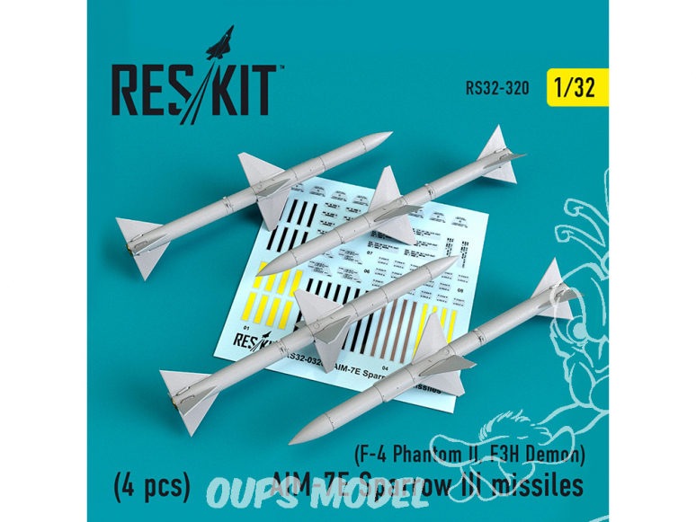 ResKit kit RS32-0320 AIM-7E Sparrow III missiles 4 piéces F-4 Phantom II, F3H Demon 1/32