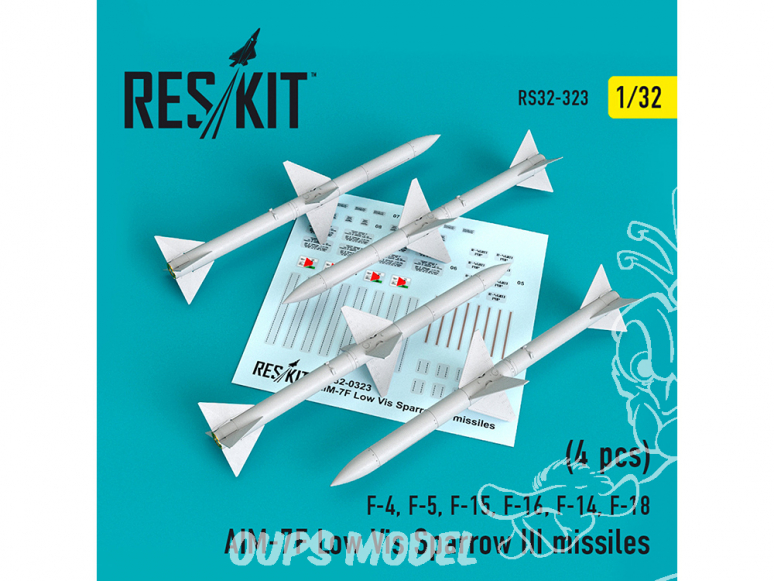 ResKit kit RS32-0323 AIM-7F Low Vis Sparrow III missiles F-4, F-5, F-15, F-16, F-14, F-18 1/32