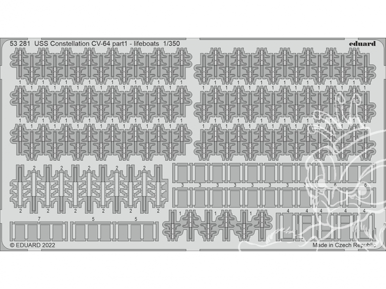 Eduard photodecoupe bateau 53281 USS Constellation CV-64 Partie 1 - Canots de sauvetage Trumpeter 1/350