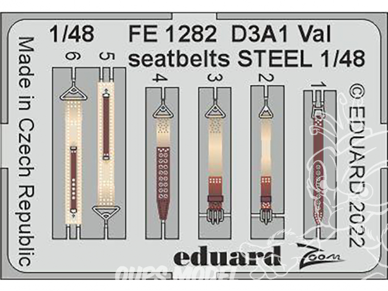 EDUARD photodecoupe avion FE1282 Harnais métal D3A1 VAL Hasegawa 1/48