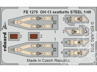 EDUARD photodecoupe hélicoptère FE1276 Harnais métal OH-13 Italeri 1/48