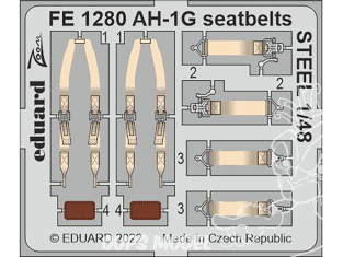 EDUARD photodecoupe hélicoptère FE1280 Harnais métal AH-1G Special Hobby 1/48