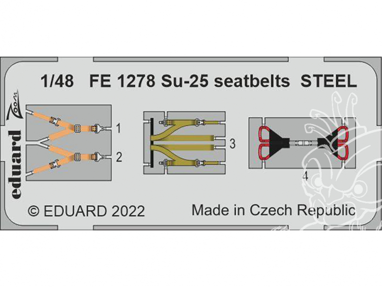 EDUARD photodecoupe avion FE1278 Harnais métal Sukhoi Su-25 Zvezda 1/48