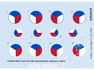 Eduard Decalques avion D72042 Insignes nationaux Tchécoslovaque CS-199 Eduard 1/72