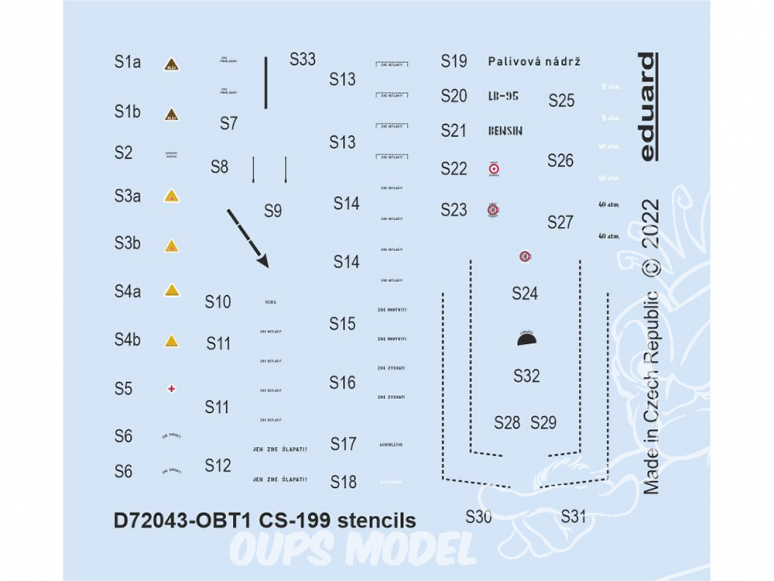 Eduard Decalques avion D72043 Marquages / Stencils CS-199 Eduard 1/72