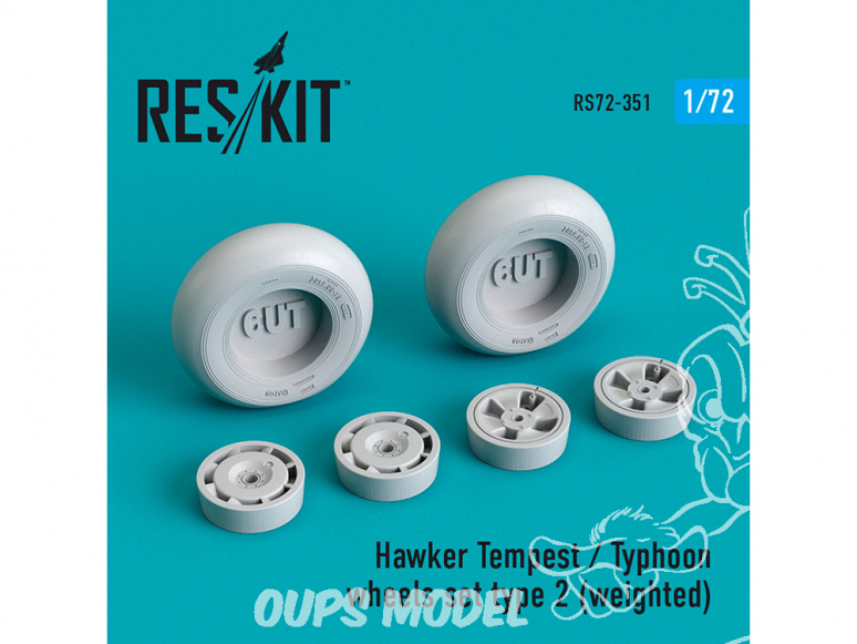 ResKit kit d'amelioration avion RS72-0351 Jeu de roues Hawker Tempest/Typhoon set type 2 weighted 1/72