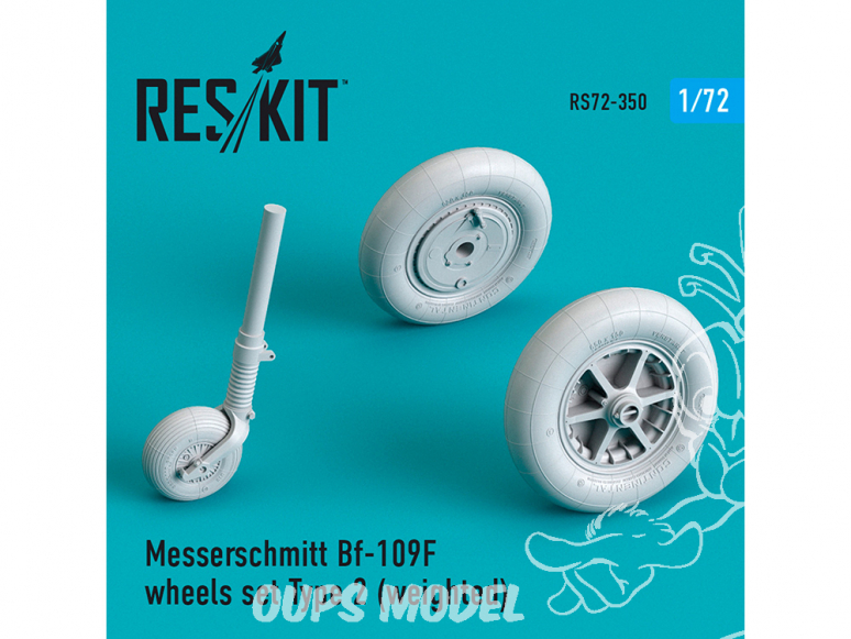 ResKit kit d'amelioration avion RS72-0350 Jeu de roues Meserschmitt Bf-109F, G-early Type 1 weighted 1/72