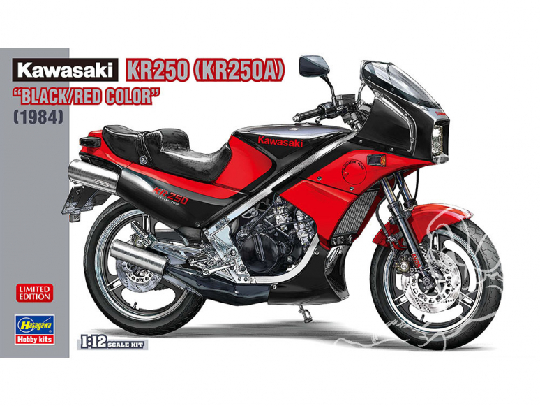Hasegawa maquette moto 21740 Kawasaki KR250 (KR250A) "Couleur Noir / Rouge" 1/12