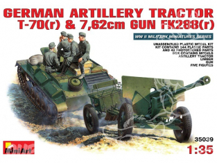 MINI ART maquette militaire 35039 TRACTEUR D'ARTILLERIE ALLEMAND T-70(r) et CANON ANTI CHAR 7.62cm FK288(r) 1/35
