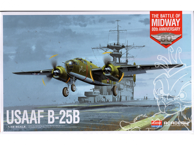 Academy maquette avion 12336 USAAF B-25B 80th Anniversaire bataille de Midway 1/48