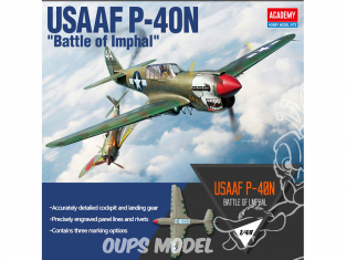 Academy maquette avion 12341 Curtiss P-40N Warhawk bataille d'Imphal 1/48