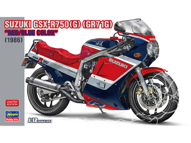 Hasegawa maquette moto 21741 Suzuki GSX-R750 (G) (GR71G) "Couleur Rouge / Bleu" 1/12