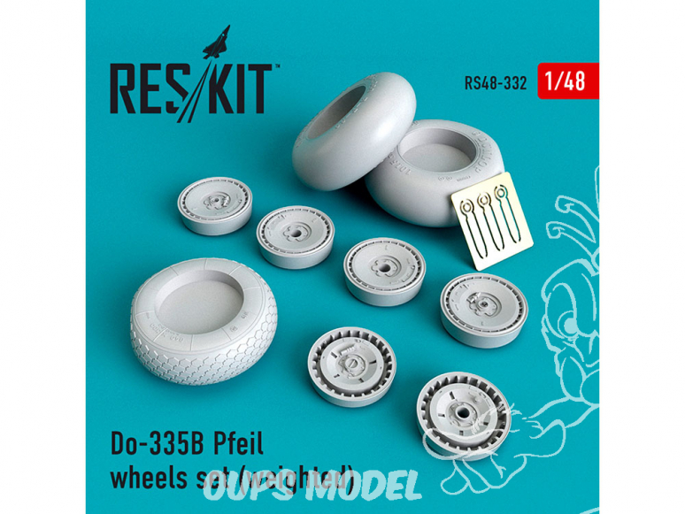 ResKit kit d'amelioration avion RS48-0332 Jeu de roues Do-335 B Pfeil weighted 1/48