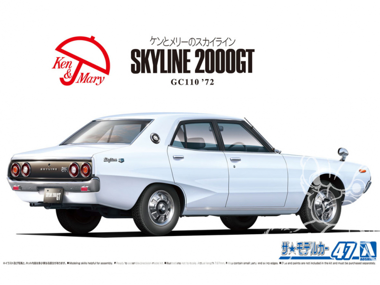 Aoshima maquette voiture 63705 Nissan GC110 Skyline 2000GT 1972 1/24