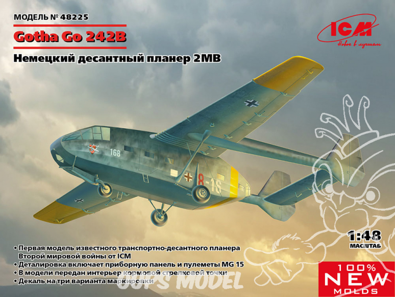 Icm maquette avion 48225 Gotha Go 242B Planeur de transport sur champ de bataille allemand MV 2 1/48