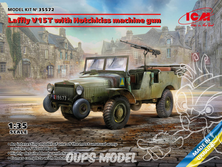 Icm maquette militaire 35572 Laffly V15T avec mitrailleuse Hotchkiss 1/35