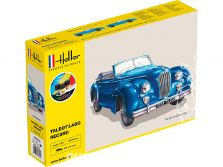 Heller maquette voiture 56711 STARTER KIT Talbot Lago Record cabriolet inclus peintures principale colle et pinceau 1/24