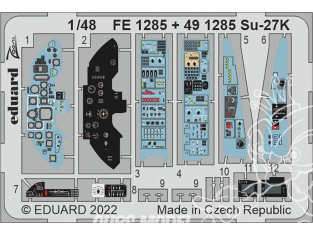 EDUARD photodecoupe avion FE1285 Zoom amélioration Sukhoi Su-27K Minibase 1/48