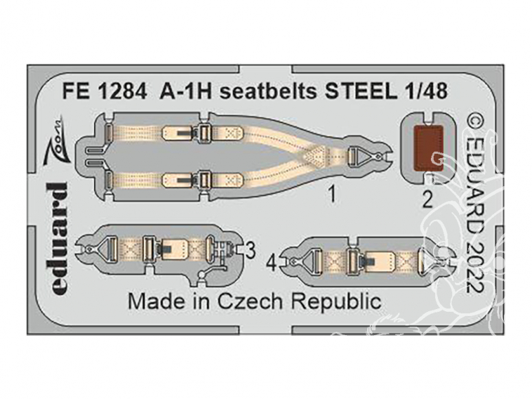 EDUARD photodecoupe avion FE1284 Harnais métal A-1H Tamiya 1/48