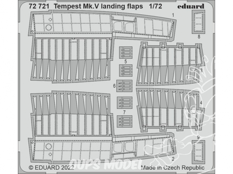 Eduard photodecoupe avion 72721 Volets d'atterrissage Tempest Mk.V Airfix 1/72