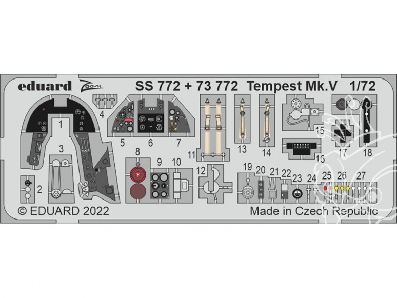 Eduard photodecoupe avion SS772 Zoom amélioration Tempest Mk.V Airfix 1/72