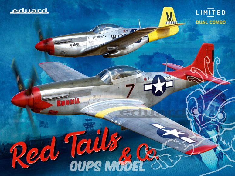 EDUARD maquette avion 11159 RED TAILS & Co. - P-51D Mustang Edition Limitée Dual Combo 1/48