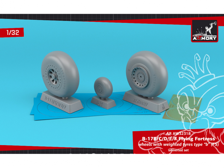 Armory Models kit d'amélioration avion AW32318 Roues avec pneus écrasés type B (FS) B-17B/C/D/E/F Flying Fortress 1/32