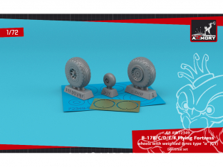 Armory Models kit d'amélioration avion AW72349 Roues avec pneus écrasés Type "A" (GY) B-17B/C/D/E/F/ Flying Fortress 1/72