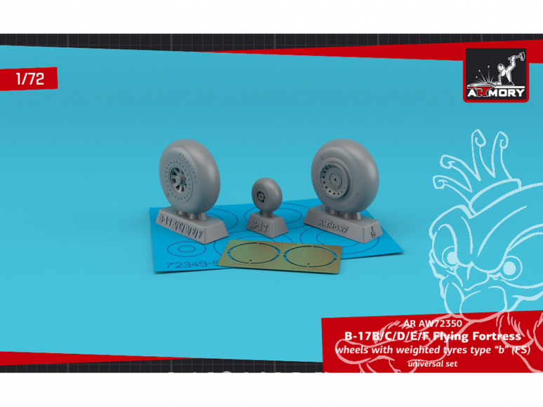 Armory Models kit d'amélioration avion AW72350 Roues avec pneus écrasés Type "B" (GY) B-17B/C/D/E/F/ Flying Fortress 1/72