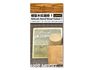 Liang Model 0301 Pochoir aérographe photodécoupe Texture bois 1 1/35 - 1/48 - 1/72