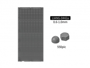 Liang Model accessoires 0442A Ecrous et boulons Type A x550 0,6 - 1,0mm 1/72 - 1/48 - 1/35 - 1/16