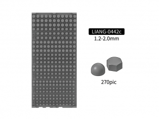 Liang Model accessoires 0442C Ecrous et boulons Type C x270 1,2 - 2,0mm 1/72 - 1/48 - 1/35 - 1/16