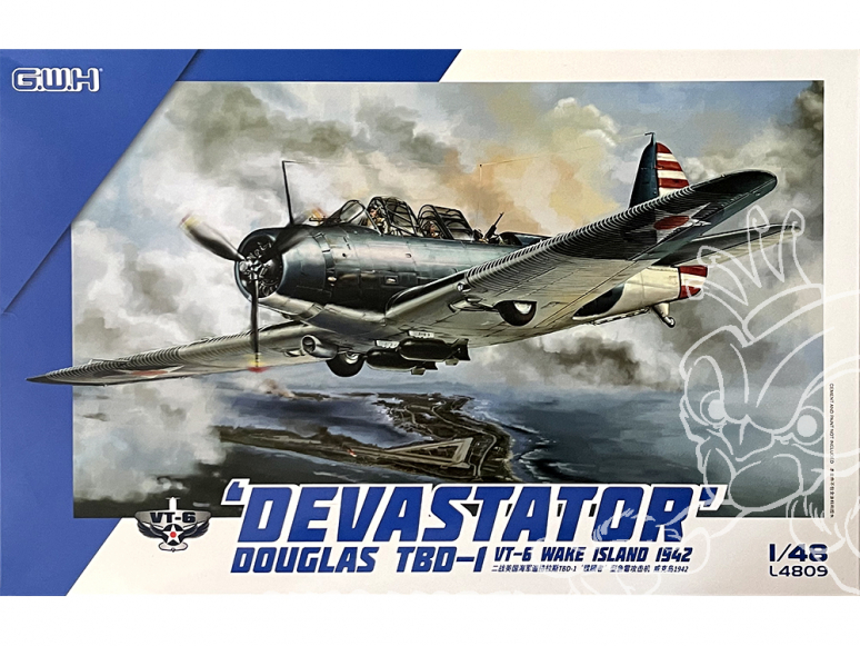 Great Wal Hobby maquette avion L4809 Douglas TBD-1 Devastator VT-6 at Wake Island 1942 1/48