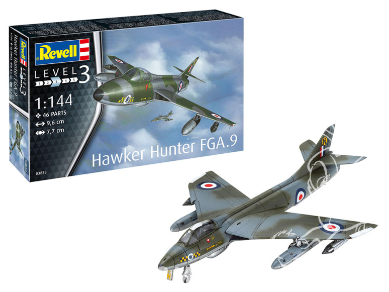 Revell maquette avion 63833 Model Set Hawker Hunter FGA.9 inclus peintures principale colle et pinceau 1/144
