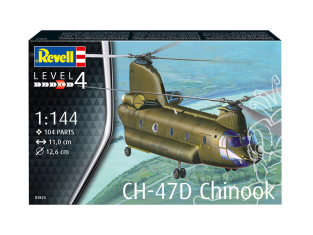 Revell maquette hélicoptère 63825 Model Set CH-47D Chinook inclus peintures principale colle et pinceau 1/144